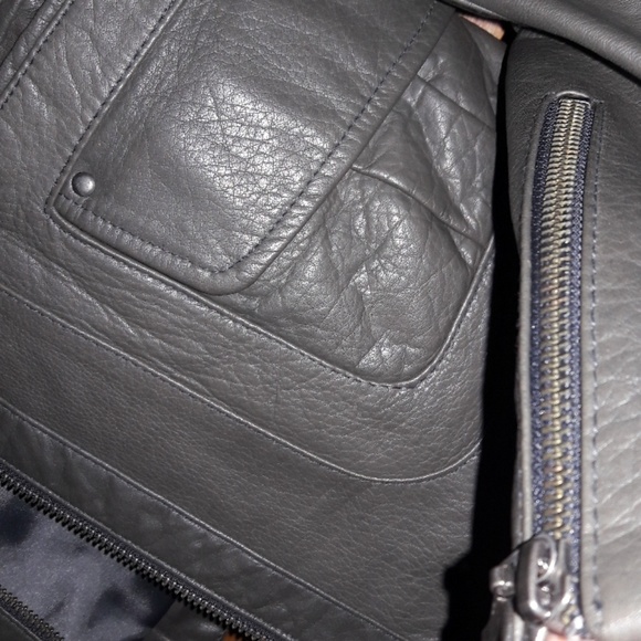 Boston Proper, Gray Leather Jacket, 6 - Picture 4 of 7